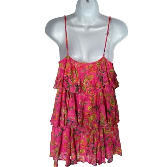 HEMANT AND NANDITA - Fit And Flare Spaghetti Strap Short Dress Fuchsia Siz S - Picture 4 of 8
